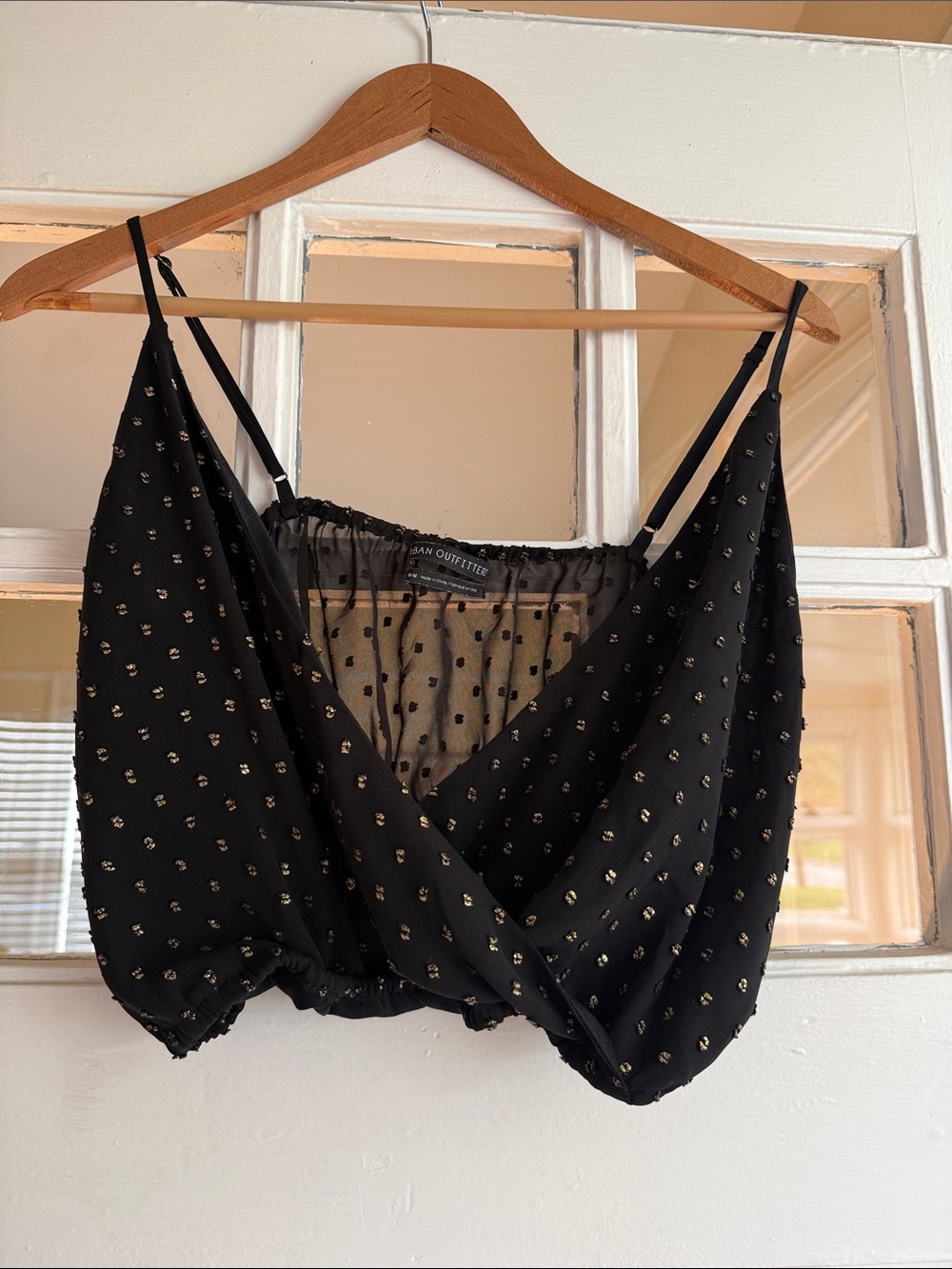 Urban Outfitters Black Beaded Wrap Crop Top